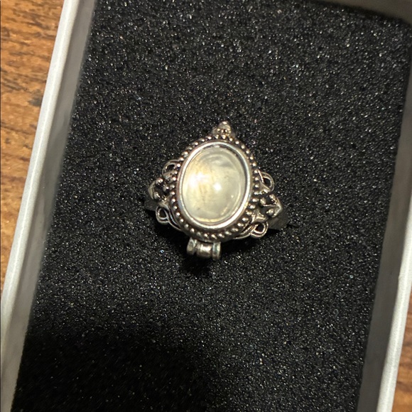 Moonstone Locket/Poison Ring- Adjustable Size - Picture 4 of 4